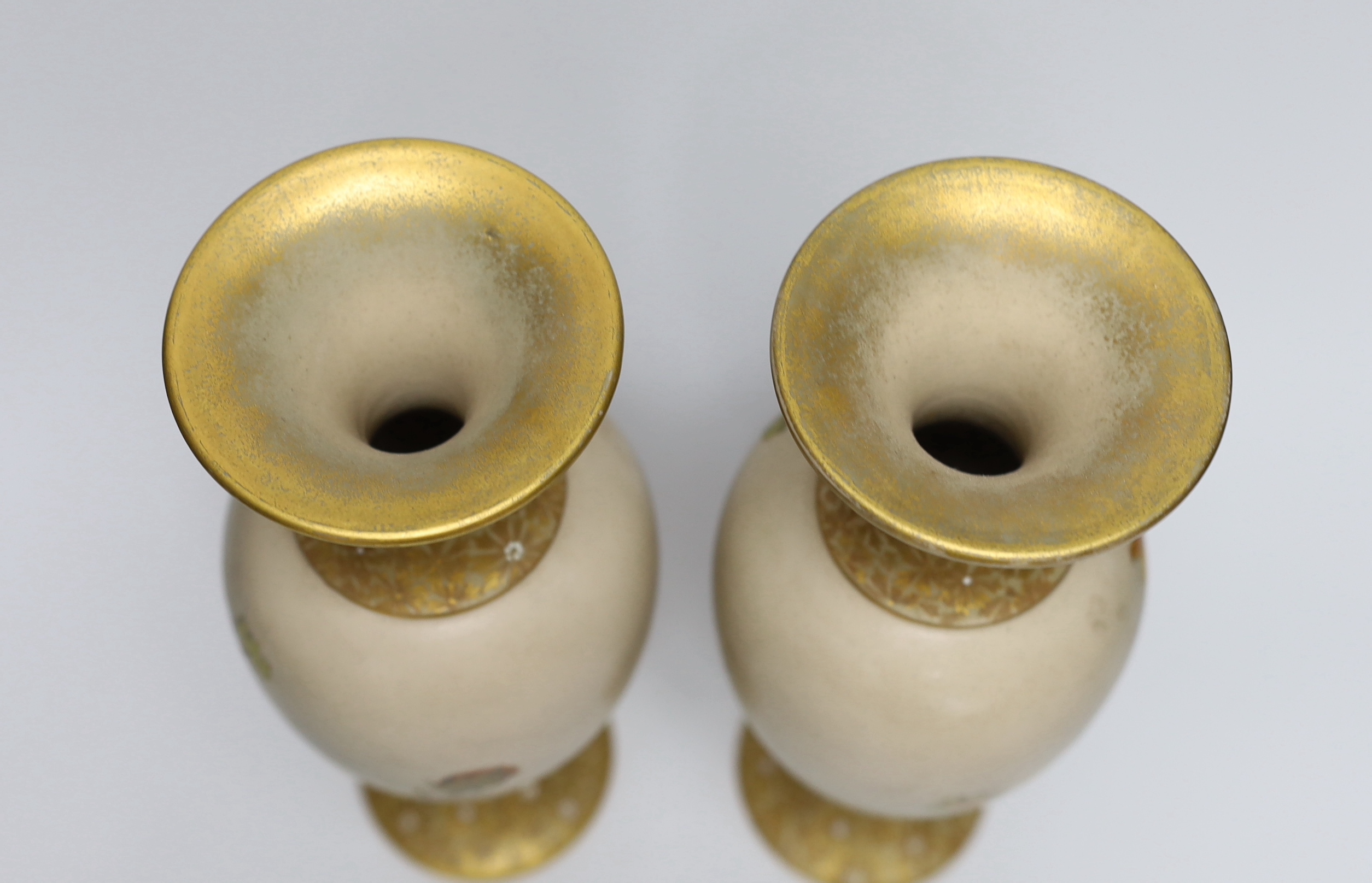 A pair of Royal Doulton Carrara earthenware vases, each stamped to the base, 31cm high